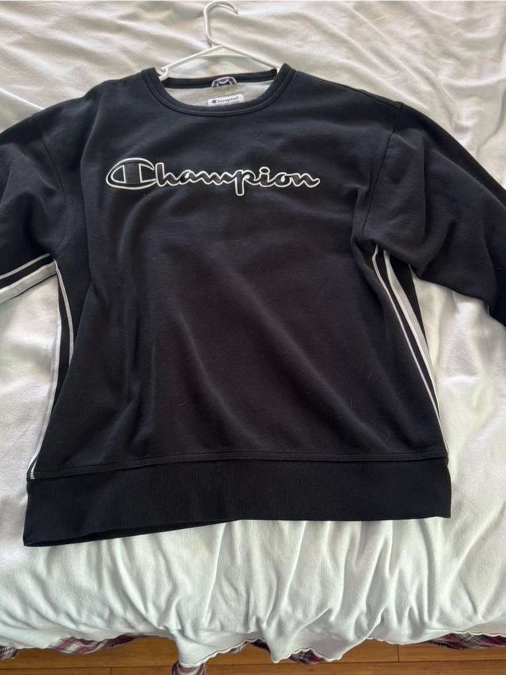 Champion Black Crewneck Sweatshirt with White Piping